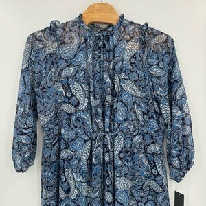 Julia Jordon Womenโs 16w Blue Floral Boho Ruffle Long Sleeve Maxi Dress JJ38552W